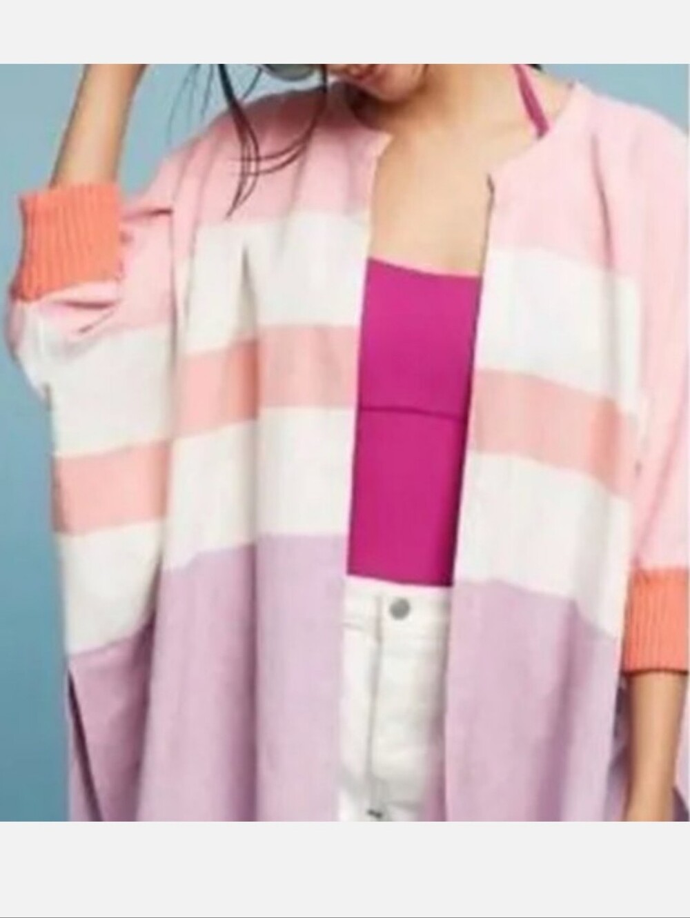 Hei Hei For Anthrpoligie Striped Open-Front Women's Cardigan OS
